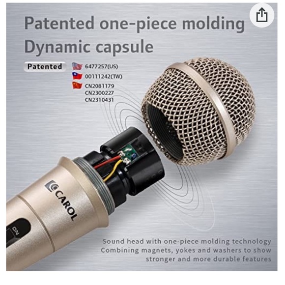 Like New! CAROL Dynamic Vocal Microphone unidirectional MUD-525 XLR karaoke gold - Picture 2 of 9